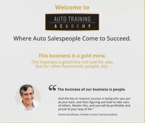 screenshot from a auto sales training site